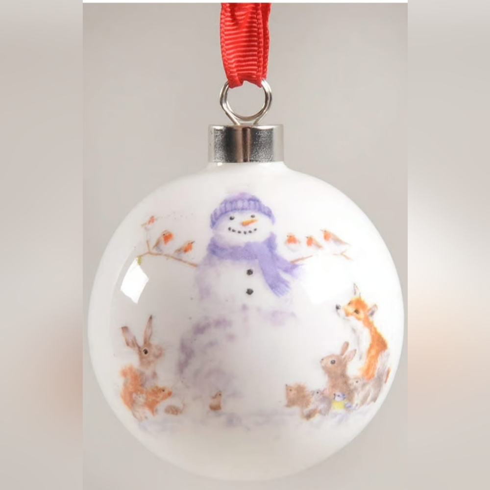 Royal Worcester Wrendale Designs By Hannah Dale Snowman Christmas Ornament New - Picture 2 of 2